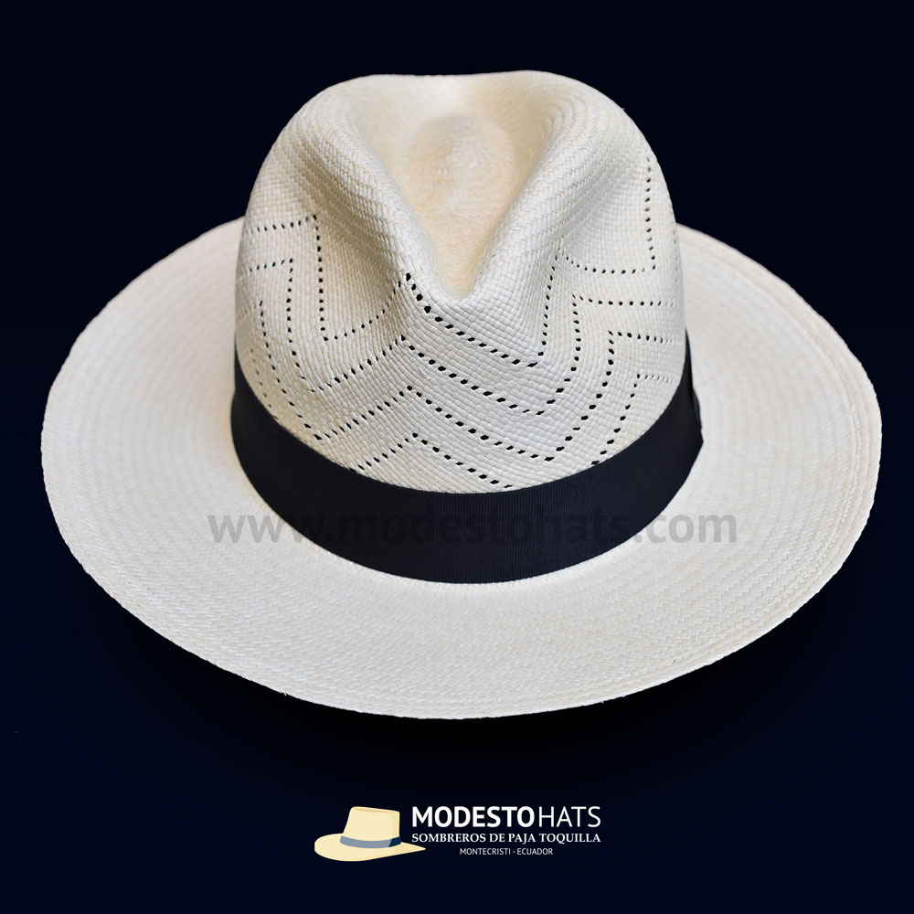 100% Paja Breiter Original Sombrero Panamá de Paja Hecho a Mano en Ecuador Sombrero de Verano Trilby Protección UV Refuerzo contra deformaciones 