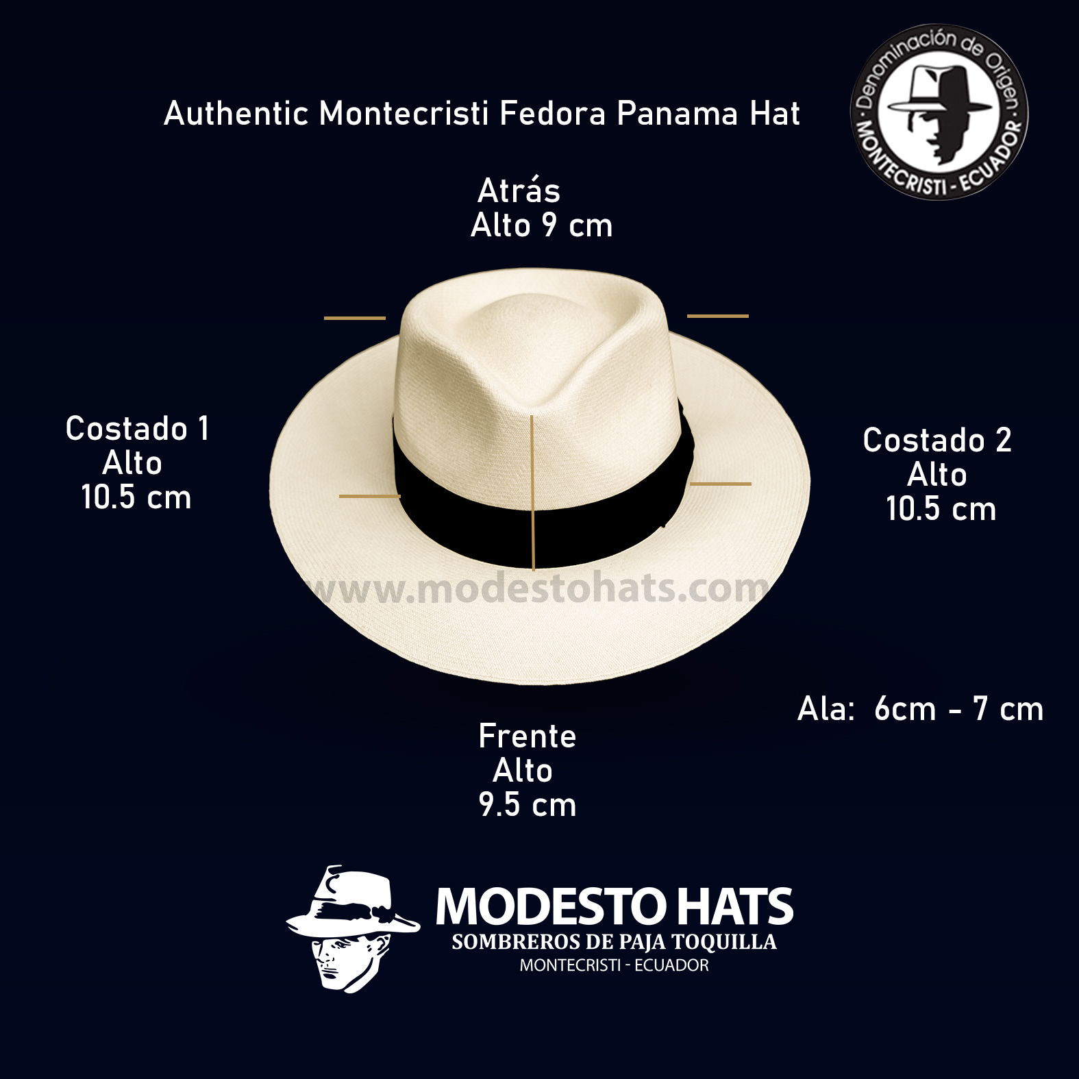Montecristi Fedora Havana Panama Hat Golden Natural Grade 49-50 - Image 5